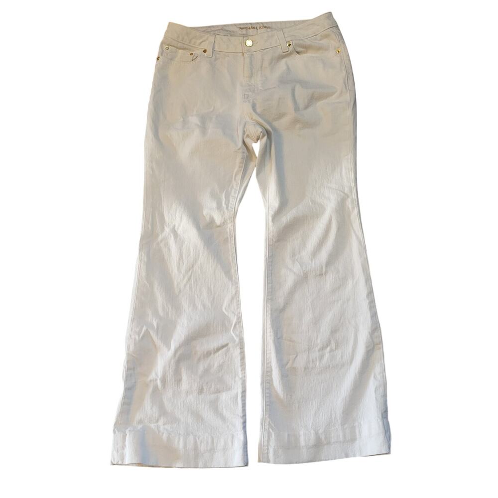 Michael Kors Womens Selma Flare Jeans Pants White Wide Leg Size 10